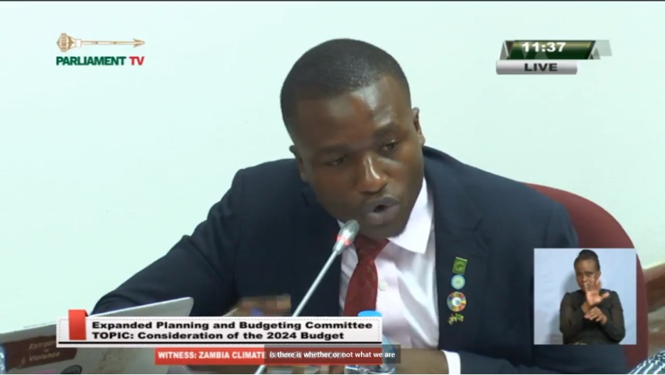 Reuben Sapetulu making Parliamentary Submissions together with the Zambia Climate Change Network for consideration in the 2024 National Budget